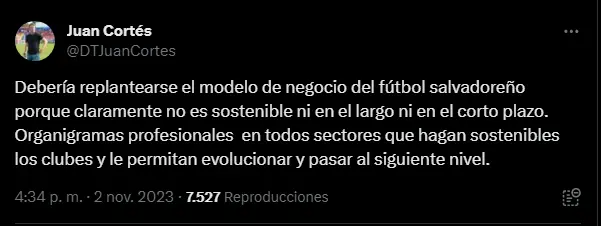 Vía X (antes conocida como Twitter) cuenta de Juan Cortés