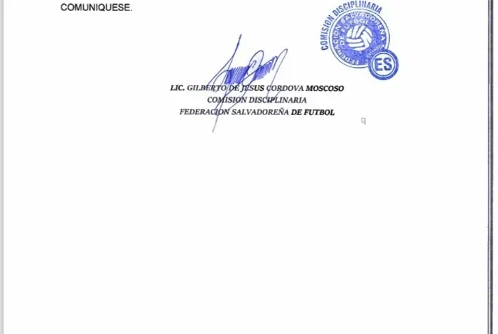 Parte de la Resolución de la Comisión Disciplinaria