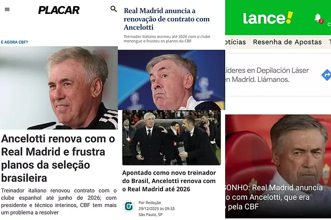 Prensa brasileña reaccionó a la renovación de Ancelotti, hablan del fin de un sueño en Brasil