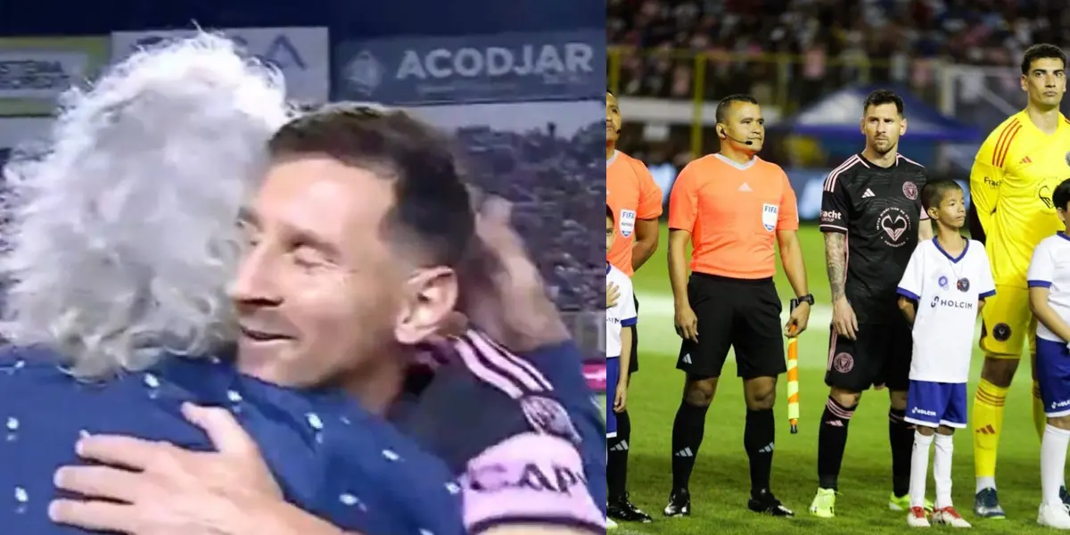 Antes del pitazo inicial, un saque de honor y el abrazo entre dos figuras del fútbol mundial
