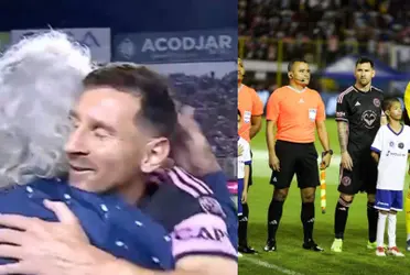 Antes del pitazo inicial, un saque de honor y el abrazo entre dos figuras del fútbol mundial