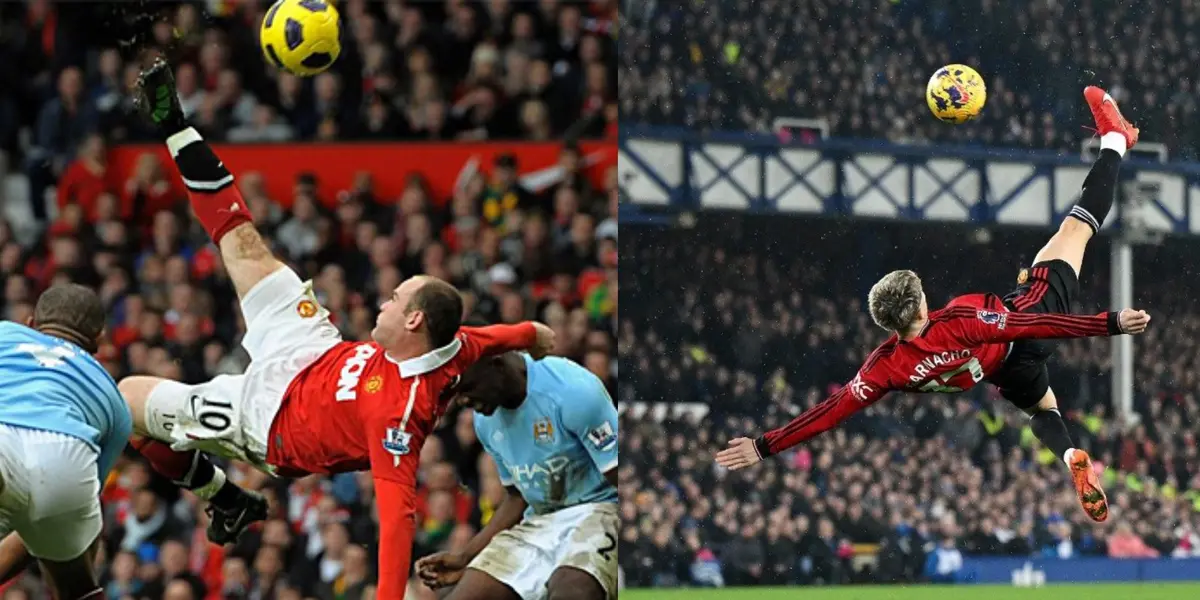 El asombroso gol del argentino abrió el camino para la cómoda victoria del Manchester United ante el Everton, que peligra en el descenso